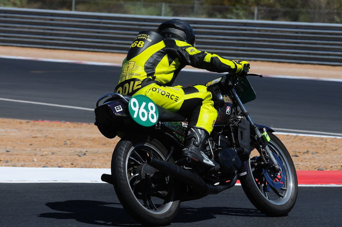 Rider in Motorce custom leathers