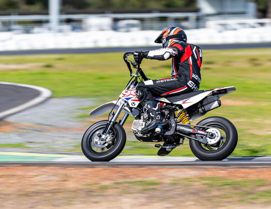 Rider wearing CE Level 2 armoured motorcycle leathers