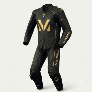 Motorce Stealth Gold Custom Leather Race Suit