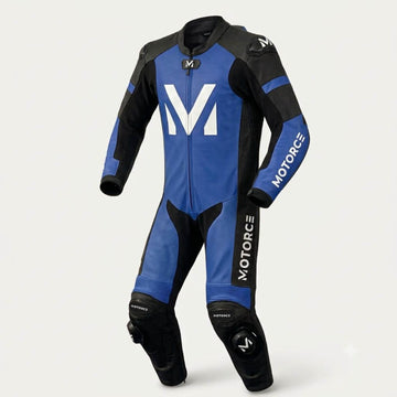 Motorce Stealth Blue Custom Leather Race Suit