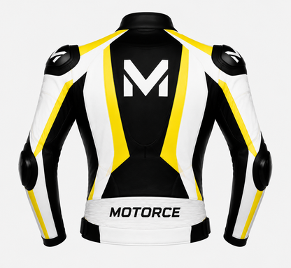 Motorce Custom Motorcycle Leather Jacket – Stealth Yellow Edition